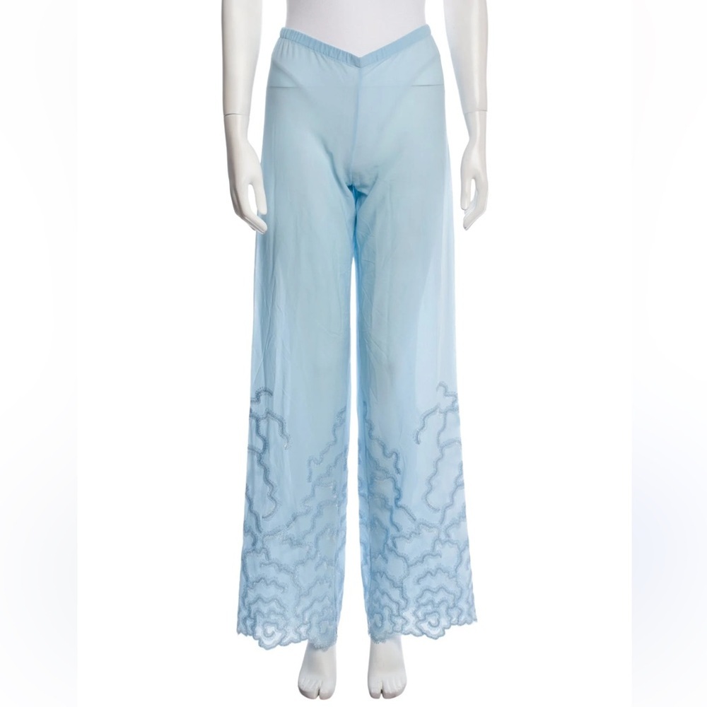 NWT La Perla Blue and Silver Pajamas with Elegant Embroidery - Picture 1 of 6